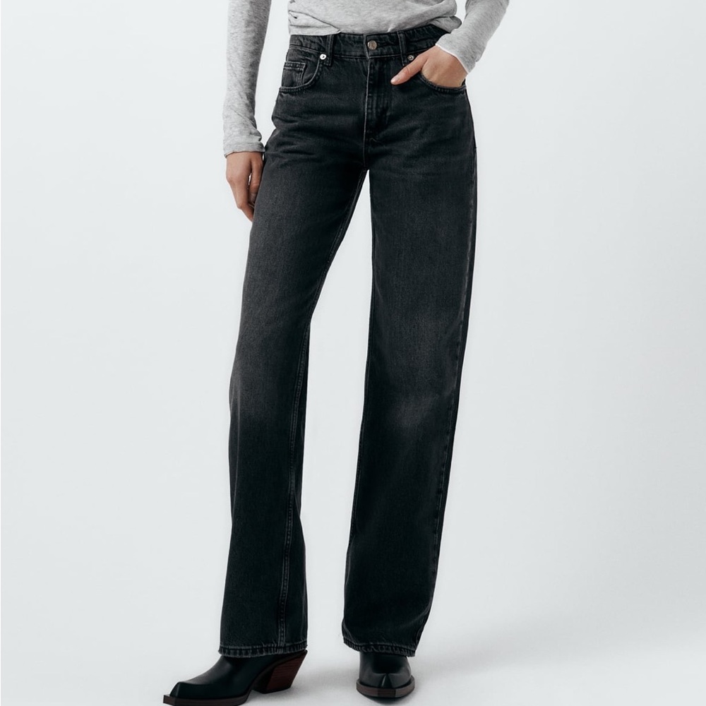 Zara full length TRF mid rise wide leg jeans